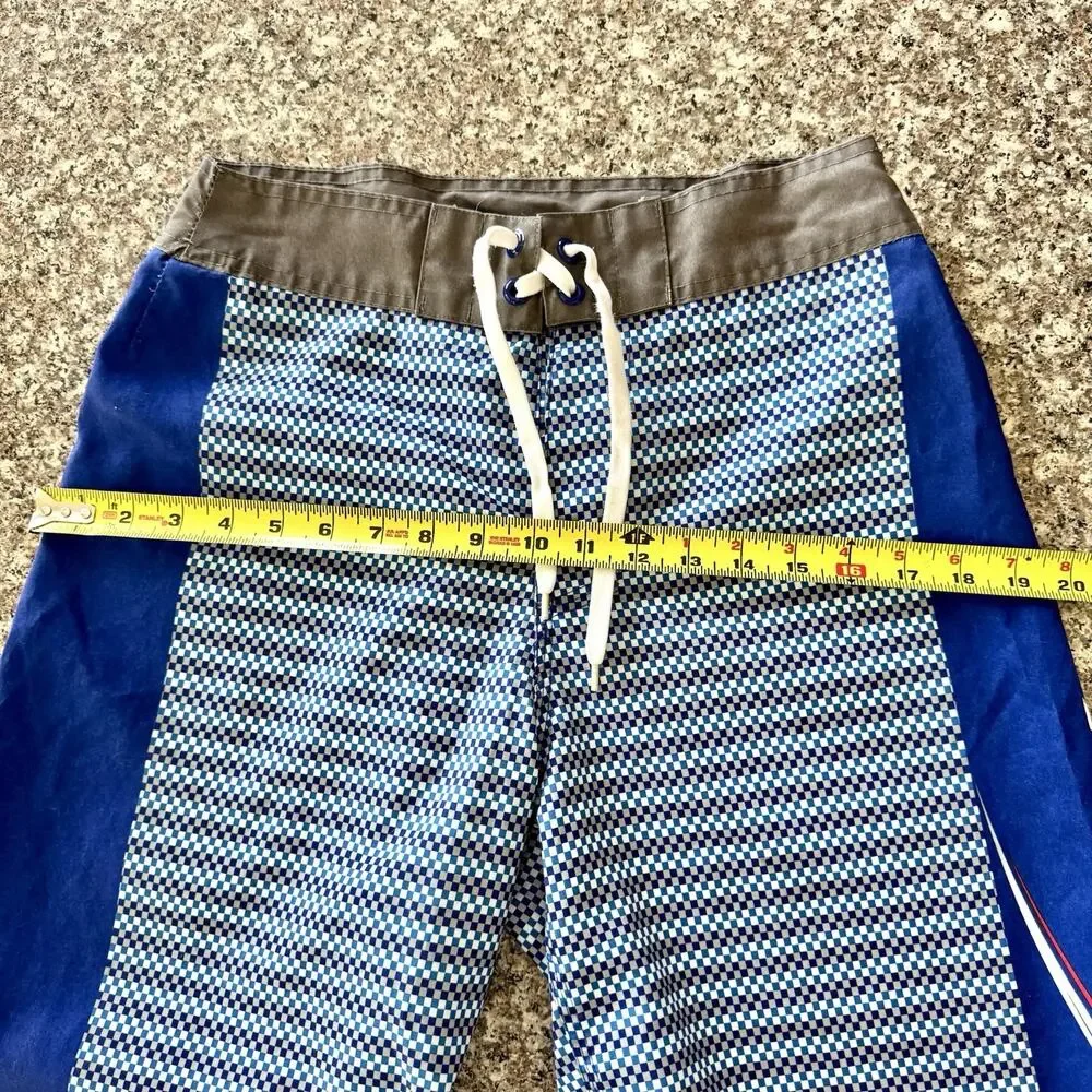 Bud Light Board Shorts Mens Size 30 Blue Checkered Swim Trunks Surf Beach Light